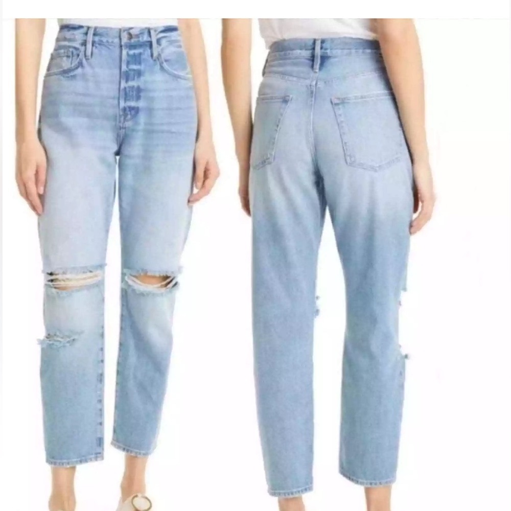 FRAME Le Original Mid-Rise Distressed Straight-Leg Jeans